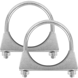 2.5" U-shaped Exhaust Pipe Clamp Mild Steel Muffler Exhaust Clamps with Anti-Rust Coat Pack of 2
