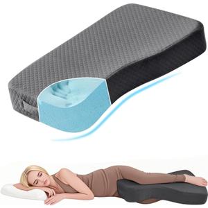 Knee Pillow for Side Sleepers, 100% Memory Foam Filling Leg Pillow for Side Sleeping, 4" Height Leg Pillow for Relieving Leg, Back, and Knee Pain Breathable & Pressure-Relieving Support - 18"x30"x4" (Grey)