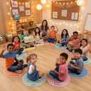 12 Pcs Emotion Recognition Carpet Circle Seats for Classroom Decor, 16 x 16 inches