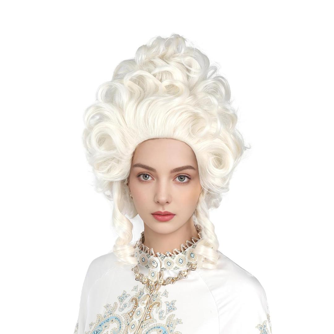Platinum Blonde Wig Short Curly Blonde Beehive Wig Queen Cosplay Halloween Costume Wigs For Women
