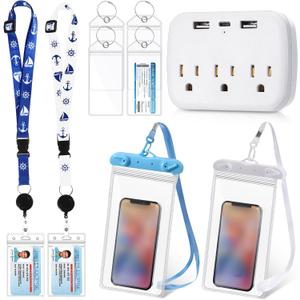 Teling Cruise Essentials 2025, 2 Cruise Lanyard, 4 Carnival Luggage Tags for Ships 2025, 2 Waterproof Phone Pouch, 1 Power Strip, Ship Must Haves (Classic Color)