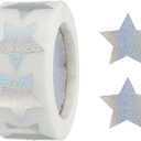 1 Roll Glitter Star Stickers 1 Inch DIY Adhesive Sparkling Labels for Notes, Greeting Cards, Gift Boxes, 500 Count/Roll Silver Powder