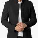 Mens Casual Suit Blazer Jackets Stand Mandarin Collar Lightweight Lined Business Dress Sport Coats, Black, Medium