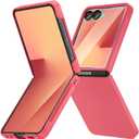 Ruky for Galaxy Z Flip 7 Case, Full Body Cover Anti-Scratches Shockproof Hard PC Ultra-Thin, Support Wireless Charging Protective Phone Cover for Samsung Galaxy Z Flip 7, Coralred