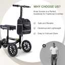 Knee Scooter, 350lbs Capacity, 13" Big PU Seat, Disc Brake Knee Walker, All Terrain Foldable Knee Scooter Walker with Bag for Foot Injuries Compact Crutches Alternative (Black)