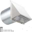 6 Inch Hooded Wall Vent with Screen and Damper,6 Inch Exhaust Vent Cover Cap for Outdoor Kitchen Range Hood Dryer Ventilation,Outside Wall Mount Extractor for House Air Exhaust,Galvanized Steel,White