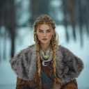 MCJC Medieval Cloak,Viking Costume Faux Fur Shawl For Women, Halloween Performance Accessory (Gray)