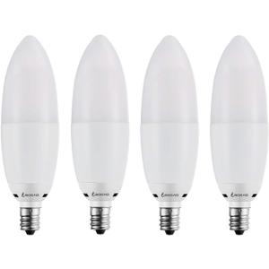 BOGAO 4 Pack Candelabra Bulb, 12W Warm White 3000K LED Candle Lights, 85-100 Watt Equivalent, E12 Base, 1200 Lumens, Torpedo Shape