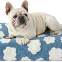 Lesure Cute Dog Beds Medium Size Dog-Thick Shredded Chopped Foam Pet Bed Indoor with Removable Washable Cover, Modern Fuzzy Plush & Anti Slip Bottom, Blue (30.0"L x 20.0"W x 4.0"Th)