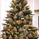 Yunlly 12 Pcs Textured Christmas Ball Ornaments 2.36'' Neutral Christmas Tree Decor Modern Vintage Brown Hanging Decor Shatterproof Home Ornaments for Rustic Large Farmhouse (Retro Brown)