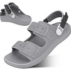 BBMVP Womens Sandals, Summer Beach Sandals for Woman 2025, Womens Slides, Women Beach Sandals & Summer Shoes Comfortable, Pool Slip On Sandals Women (9, Light Grey)