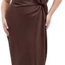 City Chic Women's Plus Size Dress - Beatrix Knot Satin (Brown, XXS)