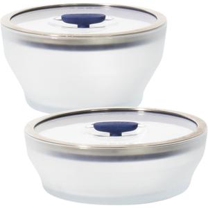 Anyday 4-Pc Microwave Cookware & Glass Food Storage Set with Glass Lids | Large Plastic-Free Containers | Stackable Steamer with Vented Lid for Microwave-Safe Reheating & Steaming Vegetables, Rice (Frosted - Blueberry)