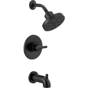 Delta Nicoli 14 Series H2Okinetic Bathtub and Shower Faucet Set, Matte Black Shower Head and Handle Set, Valve Trim Kit, Matte Black 144749-BL (Valve Included)