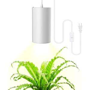 STERREN LED Grow Light, White Plug in Hanging Lights for Indoor Plants, Full Spectrum Grow Lights with On/Off Switch, Decorative Pendant Lights with 21 Ft Height Adjustable Power Cord