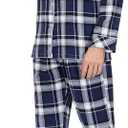 MoFiz Men's Cotton Pajamas Sets Sleepwear Long Sleeve Button Down Loungewear with Pants Soft Pjs Lounge Set with Pockets (X-Large, Plaid 59)