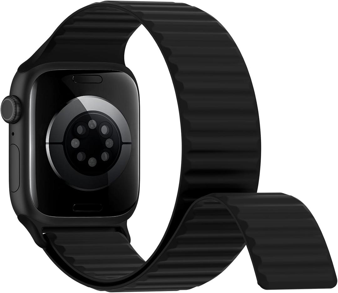 Magnetic Silicone Sport Bands Compatible with Apple Watch Band 40mm 38mm 41mm 42mm 44mm 45mm 46mm 49mm for Women Men, Soft Strap Loop Wristband for iWatch bands Series 11 10 9 8 7 6 5 4 3 2 1 SE Ultra