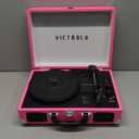 Victrola Journey Bluetooth Portable Suitcase Record Player  with Built-in Speakers, 3 Speed Vinyl Record Player, RCA Out, Headphone Jack (Pink)