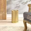 Metal Gold Garbage Can, Gold Trash Can for Office, Modern Metal Waste Basket for Bathroom, 7" W x 7" L x 12" H