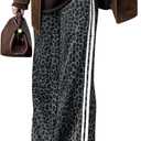 SHENHE Women's Cheetah Print Wide Leg Baggy Pants Y2k Side Loose Streetwear Trousers (X-Large, Dark Grey)