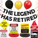 10pcs Funny Happy Retirement Party Decorations for Men Women Vintage Caution The Legend Has Retired Retirement Banner Balloons Hanging Swirls Table Centerpieces Retired Decorations for Farewell