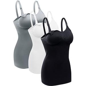 BRLIDO Womens Nursing Tank Tops Built in Bra for Breastfeeding Maternity Camisole Brasieres XXL