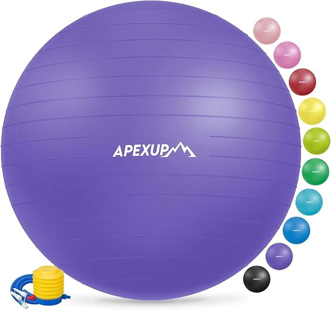 APEXUP Yoga Ball Exercise Ball Anti Slip Heavy Duty for Fitness, Balance & Core Workout, Purple 