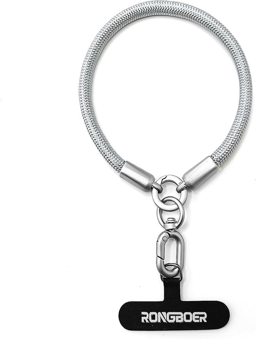 Premium Phone Lanyard for iPhone&Android-Stylish Unisex Wrist Strap with Alloy Metal Hook&Reinforced Polyester-R14 (Silver-tone)