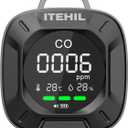 Portable Carbon Monoxide Detector, Mini 3-in-1 CO Detector for Travel & Camping, Camping Carbon Monoxide Detector for RV Car (Black)