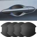 4PCS Car Door Handle Scratch Protector, Carbon Fiber Doors Handles Paint Cover Protective Film, Magnetic Door Handle Cup Protector, Universal Doors Bowl Traceless Sticker for Most Cars (Large)
