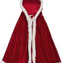 Christmas Halloween Costumes Cloak Mrs. Claus Santa Xmas Velvet Hooded Cape Robe (39.3 inches)