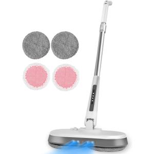 Cordless Electric Mop, Electric Spin Mop with LED Headlight and Water Spray,60 Mins Spin Power Scrubber Mops for Floor Cleaning,2000mAh Battery,350ml Water Tank,Light Weight,Standing Storage