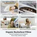 Adjustable Buckwheat Hull Pillow for Neck Pain Relief (21x8x4in) Natural Cooling Cervical Support Organic Pillow for Side & Back Sleepers with Night Sweats (Grey)
