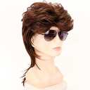 Swiking Mullet Wigs for Men Brown Replacement Wigs 70s 80s Curly Retro Disco Rocker Punk Fancy Natural Hair Party Cosplay Costume Mens Full Wigs