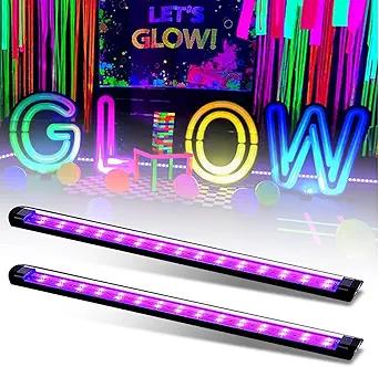 roperry Black Light Bar 10W 1ft LED Blacklight for Fluorescent Tapestry Poster Body Paint Glow Party UV Strip Lights for Cabinet and Display Magnetic (2 Pack)