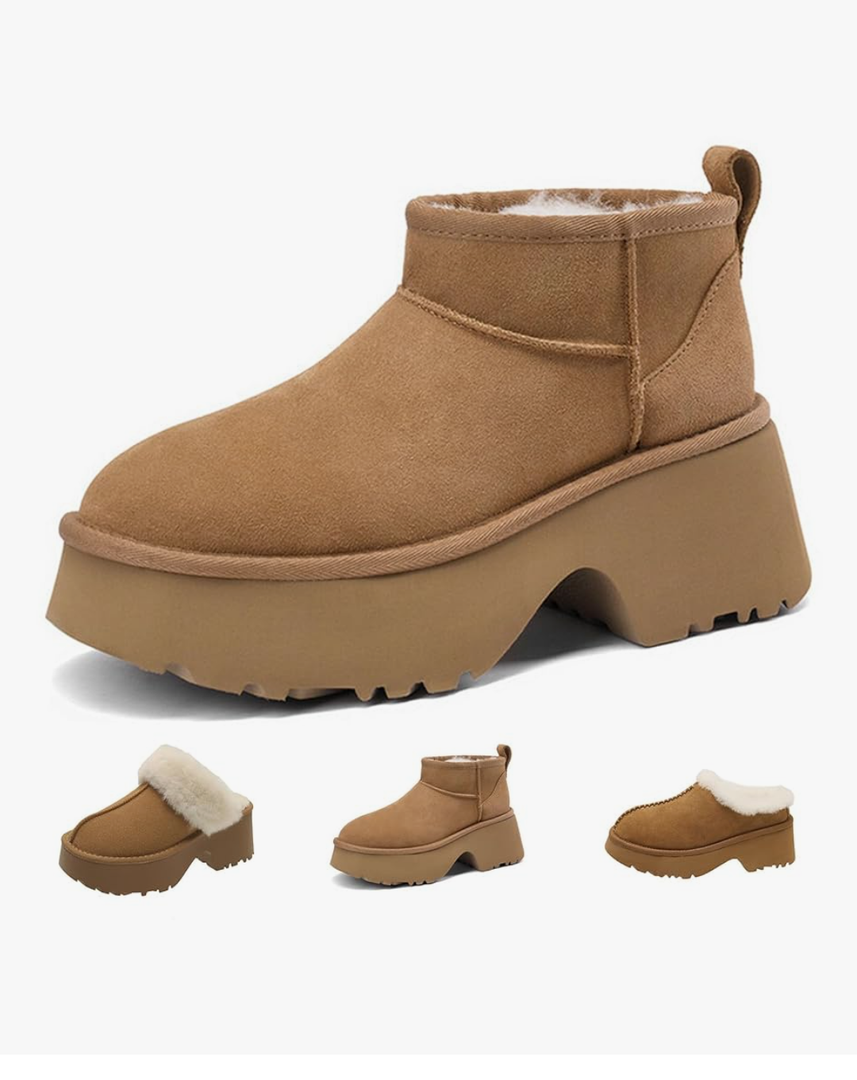 Fashion Platform Clogs for Women's Casual Outdoor Slip on Plush Lining Slippers Comfortable Outdoor Non Slip Women's Mules & Clogs, Size 9