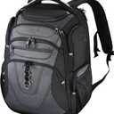KROSER TSA Friendly Travel Laptop Backpack 18.4 inch XXXL Gaming Backpack Water-Repellent College Daypack Business Backpack with RFID Pockets & USB Port for Men/Women-Black/Grey-18.4, 18.4 inch