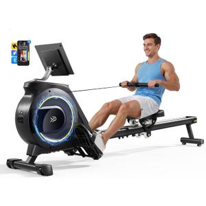 Rowing Machine for Home, 350 LB Capacity, 16-Level Silent Resistance, Magnetic Rowing Machines for Home Foldable, Full-Body Workout Compact Rowing Machine for Cardio & Strength with APP Support