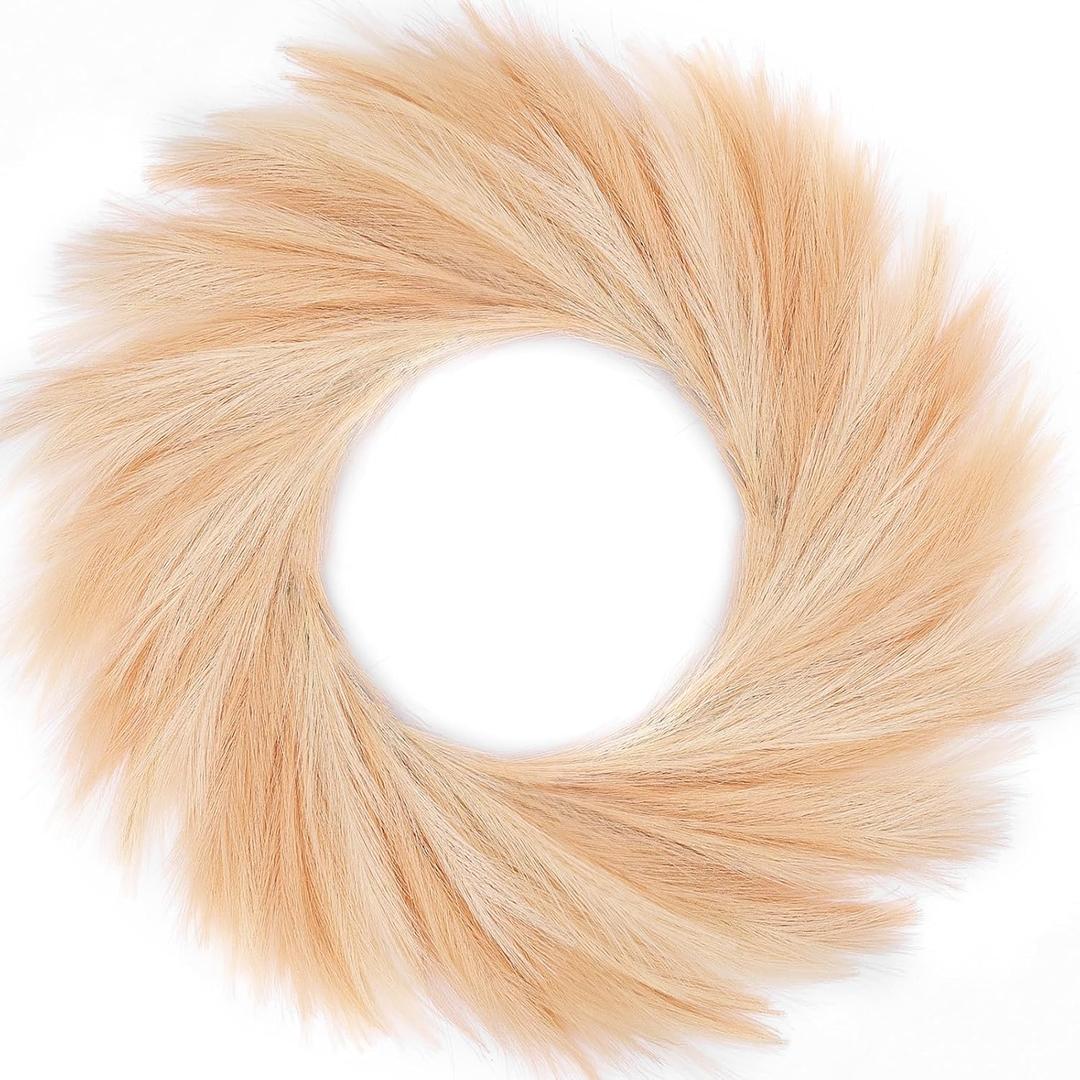 Rowfad Faux Pampas Grass Wreath, 26'' for Front Door, Boho Farmhouse Decor, DIY Fall Autumn Wreath (Beige and Brown)