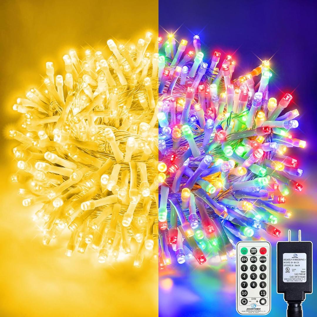 66FT 200 LED Christmas Tree Lights, Bright Warm White to Multicolor Outdoor Christmas String Lights for House, Fairy Lights with 11 Modes, Waterproof & Durable Indoor Outdoor Decor