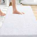 OLANLY Bathroom Rugs 35x24, Extra Soft Absorbent Chenille Bath Rugs, Rubber Backing Quick Dry, Machine Washable Bath Mats for Bathroom Floor, Tub and Shower, Home Decor Accessories, White