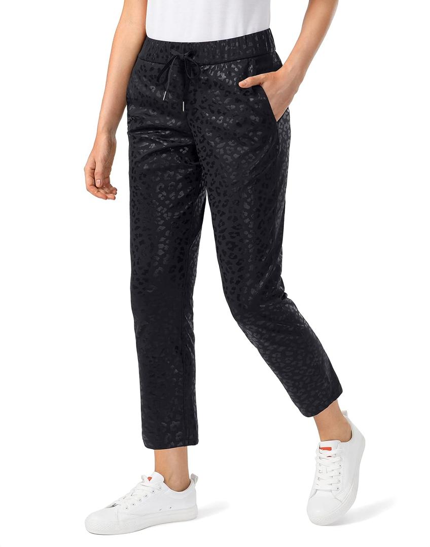 G Gradual Women's Pants with Deep Pockets 7/ 8 Stretch Sweatpants for Women Athletic, Golf, Lounge, Work (Black Leopard, Small)