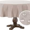 FantasDecor Linen Textured Table Cloths Round Tablecloth Waterproof Spill-Proof Wrinkle Free Cover for Dining Room and Outdoor Use, Pink Sand, 70 x 70 Inch