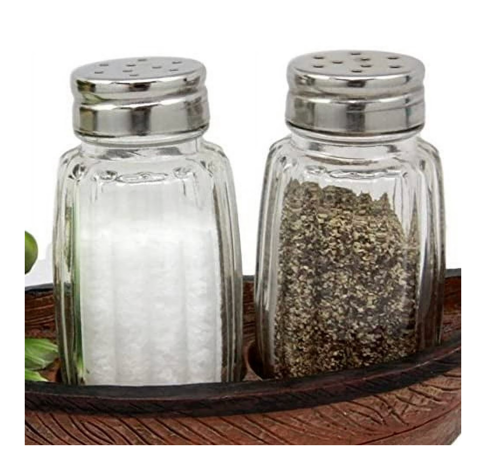 Glass Salt And Pepper Shakers Containers Set of 2 Replacement Parts/Units 3 1/8"H
