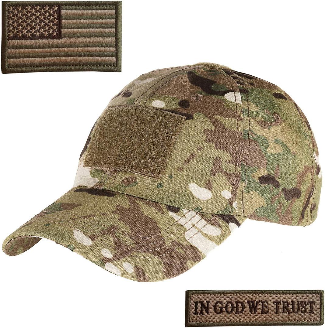 Lightbird Tactical. Hat with 2 Pieces Military Patches Operator OCP US Flag Cap
