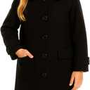 iGirlDress Coat Long Sleeve Button Pocket Long Winter Coat Outerwear (16, Black/Fur)