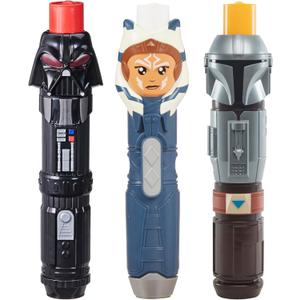 STAR WARS Lightsaber Squad Pack of 3, The Mandalorian, Ahsoka, and Darth Vader Lightsabers, Toys for 4 Year Old Boys and Girls 