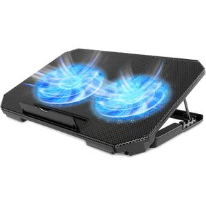 LIENS Laptop Cooling Pad with Adjustable Height Two 5.1 Inches Fan 2 USB Ports Suitable for 12"-15.6" LaptopsBlack