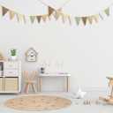 Oudain 2 Pcs Pennant Banner Flags Nursery Garland Triangle Bunting Flags Playroom Wall Decor Banner for Nursery Baby Shower Birthday Boho Wedding Party Event, Each 7.75 ft(Boho Color)