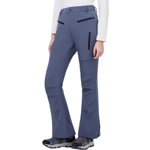 WULFUL Women's Snow Ski Pants Waterproof Insulated Fleece Lined Winter Softshell Hiking Pants (8, Grey)
